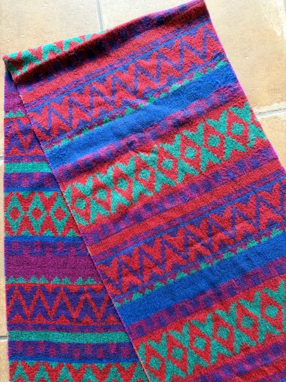 Vintage Italian Geometric Statement Scarf | Bold 80s 90s Alpine Pattern